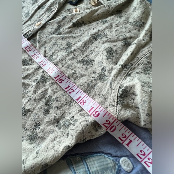 Vintage No-Excess Womens Floral Grey Linen Blend Short Sleeve Button Up Shirt L - Picture 7 of 9